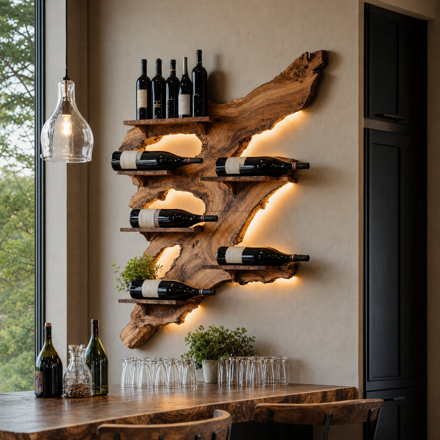 Rustic Wine Rack For Furniture Home Bar Wall Design