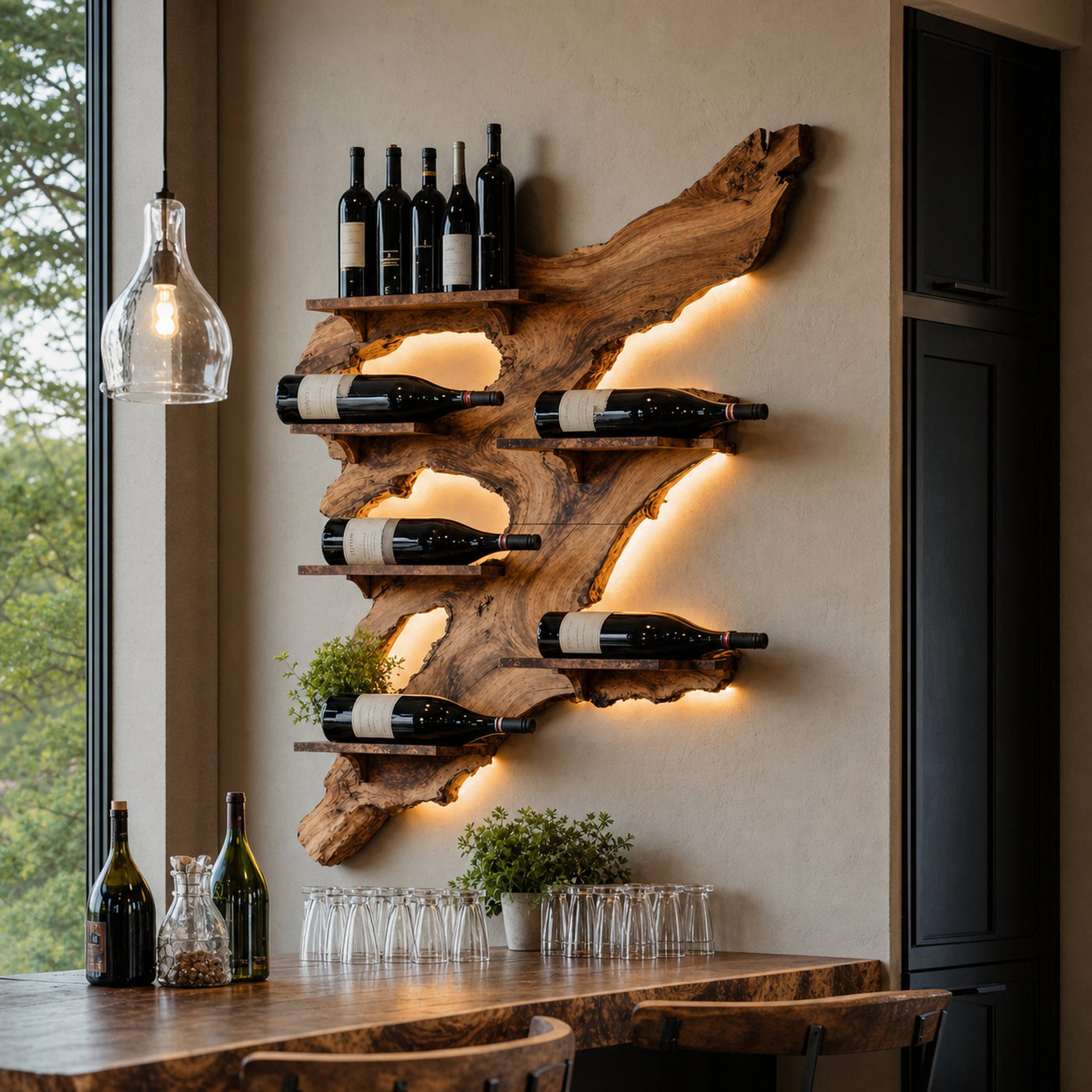 Rustic Wine Rack For Furniture Home Bar Wall Design