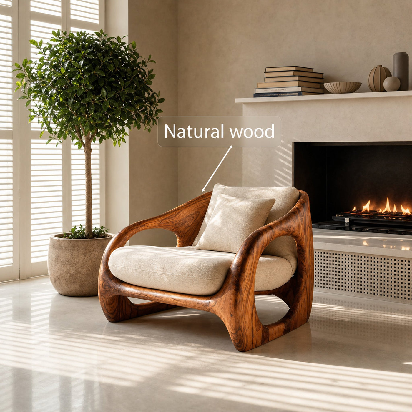 Scandinavian Accent Chair With Curved Form For Living Room - product view 6
