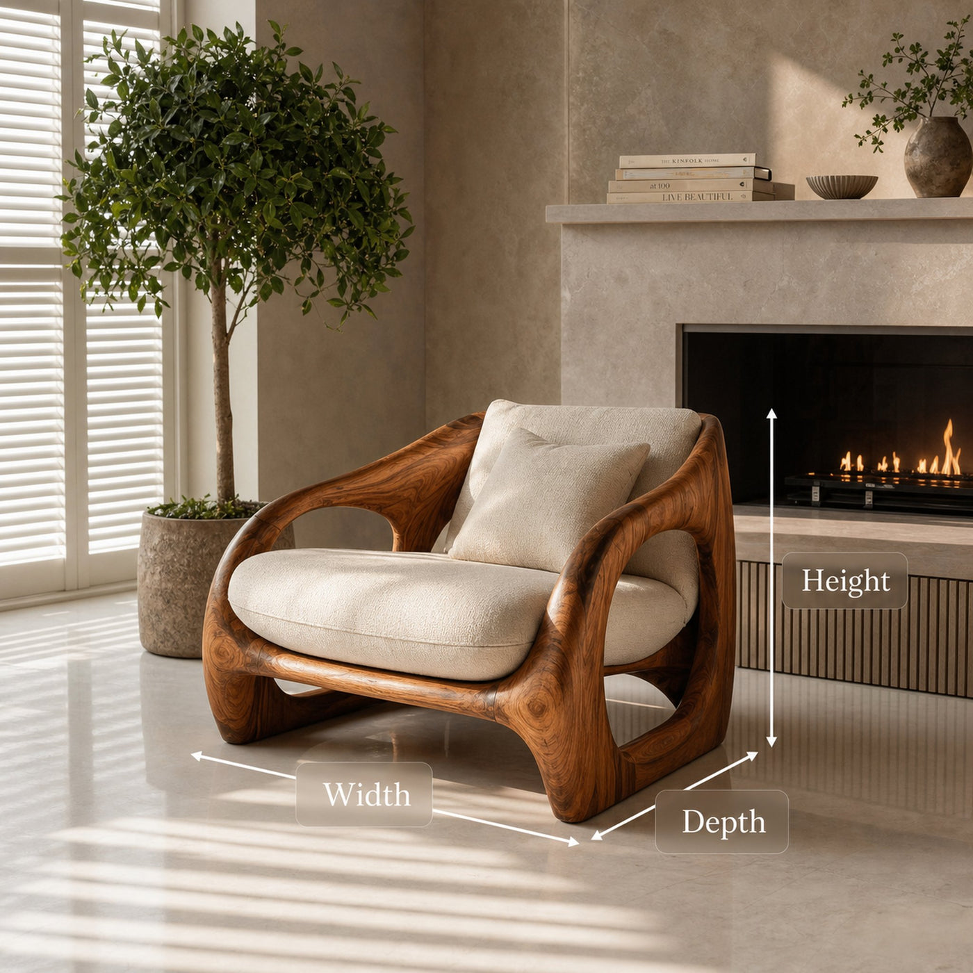 Scandinavian Accent Chair With Curved Form For Living Room - product view 7