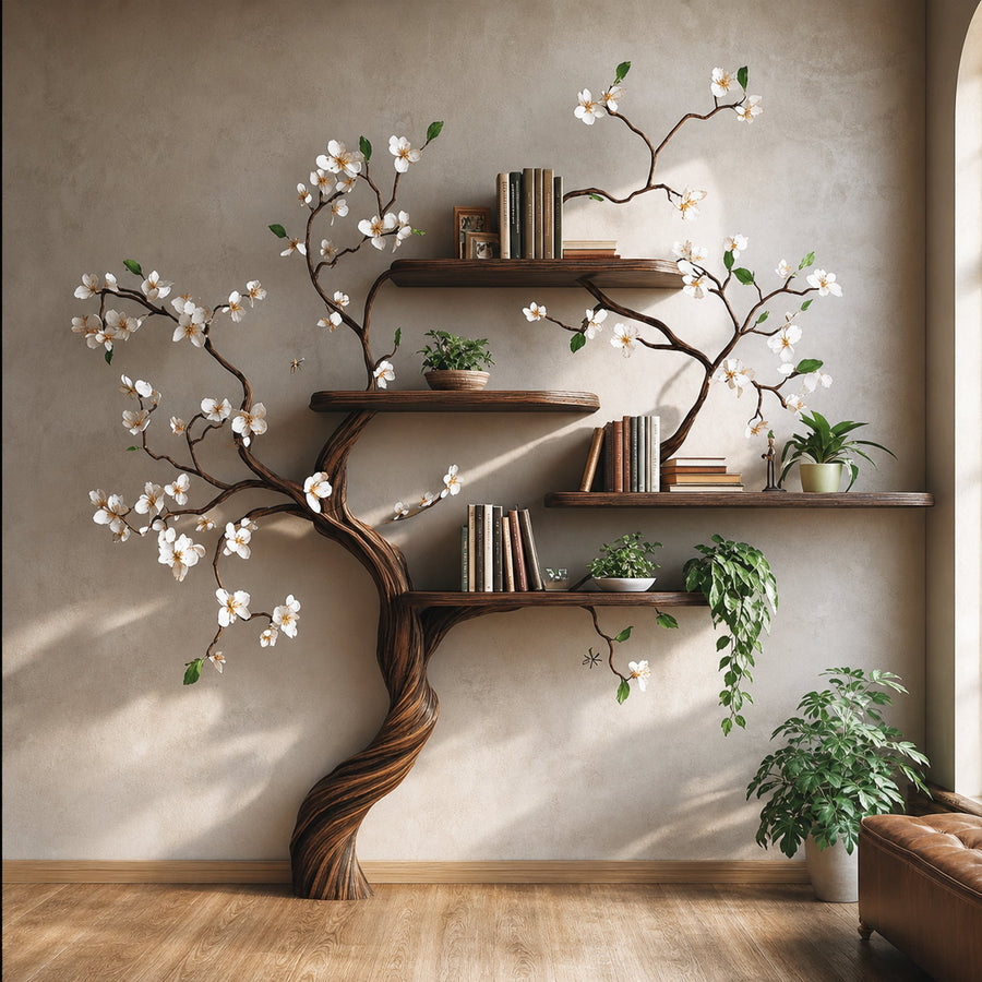 Tree Branch Bookcase Wall Mount Live Edge Shelf Decor Home
