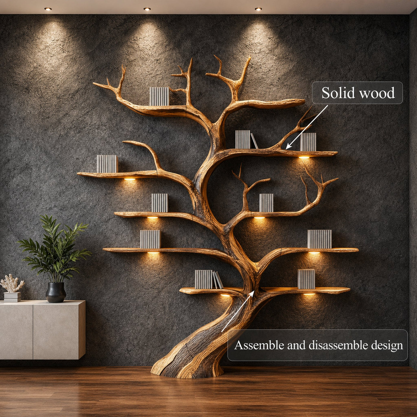 Tree Branch Shelf Driftwood Solid Wood Rustic Art Gift - product view 6