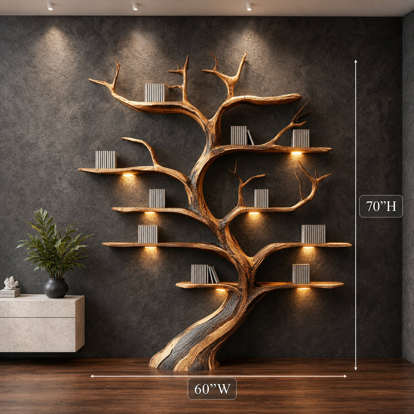 Tree Branch Shelf Driftwood Solid Wood Rustic Art Gift - product view 7