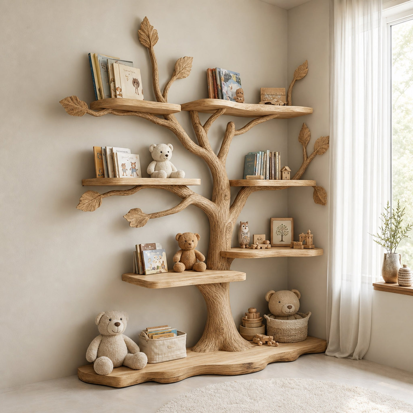 Tree Kids Bookshelf Natural Trees Handmade Baby Room Decor Gift