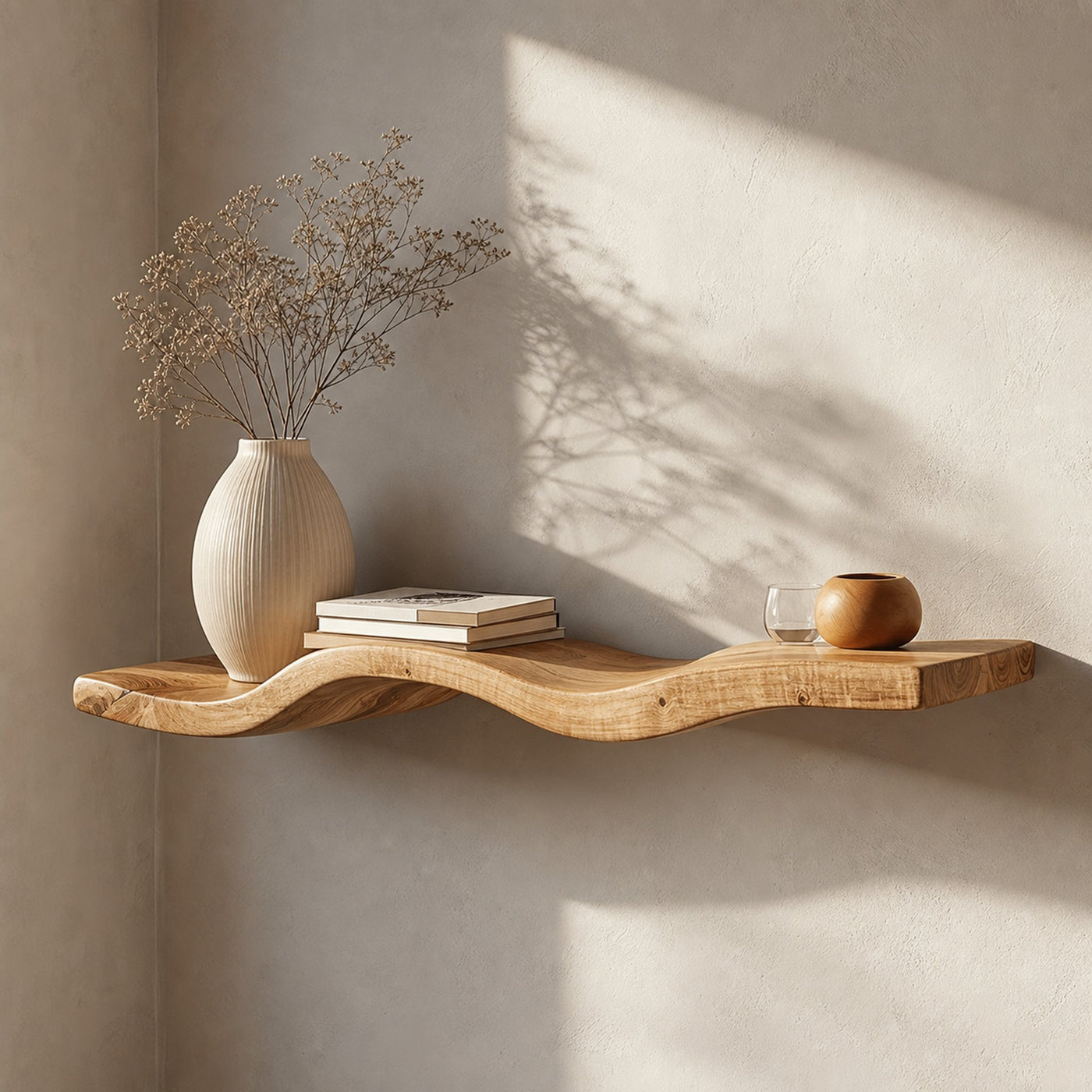 Wavy Wooden Floating Shelves Living Room For New Year Custom Shelves - product view 6