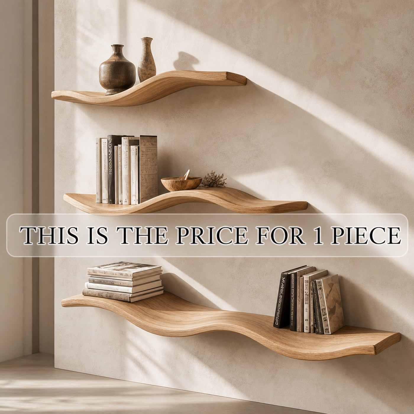Wavy Wooden Floating Shelves Living Room For New Year Custom Shelves - product view 7