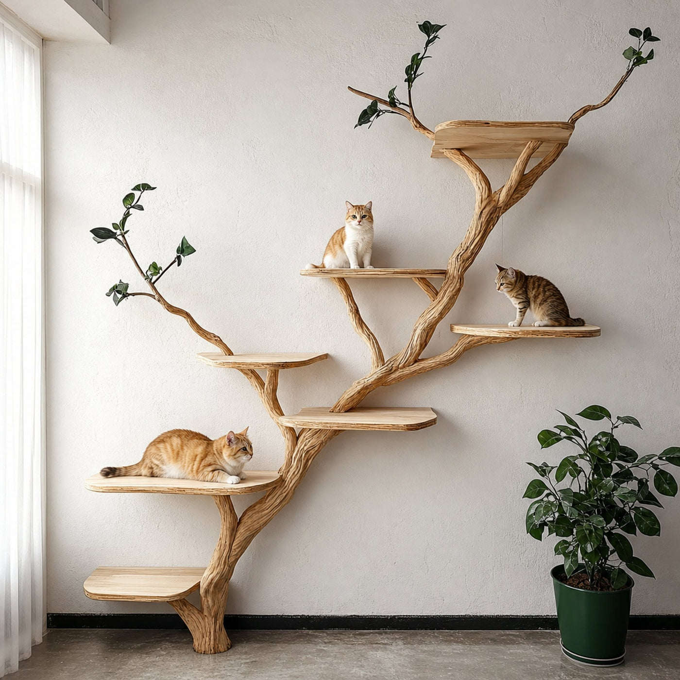Wood Cat Tree Cat Tower House Stylish Gift For Cat