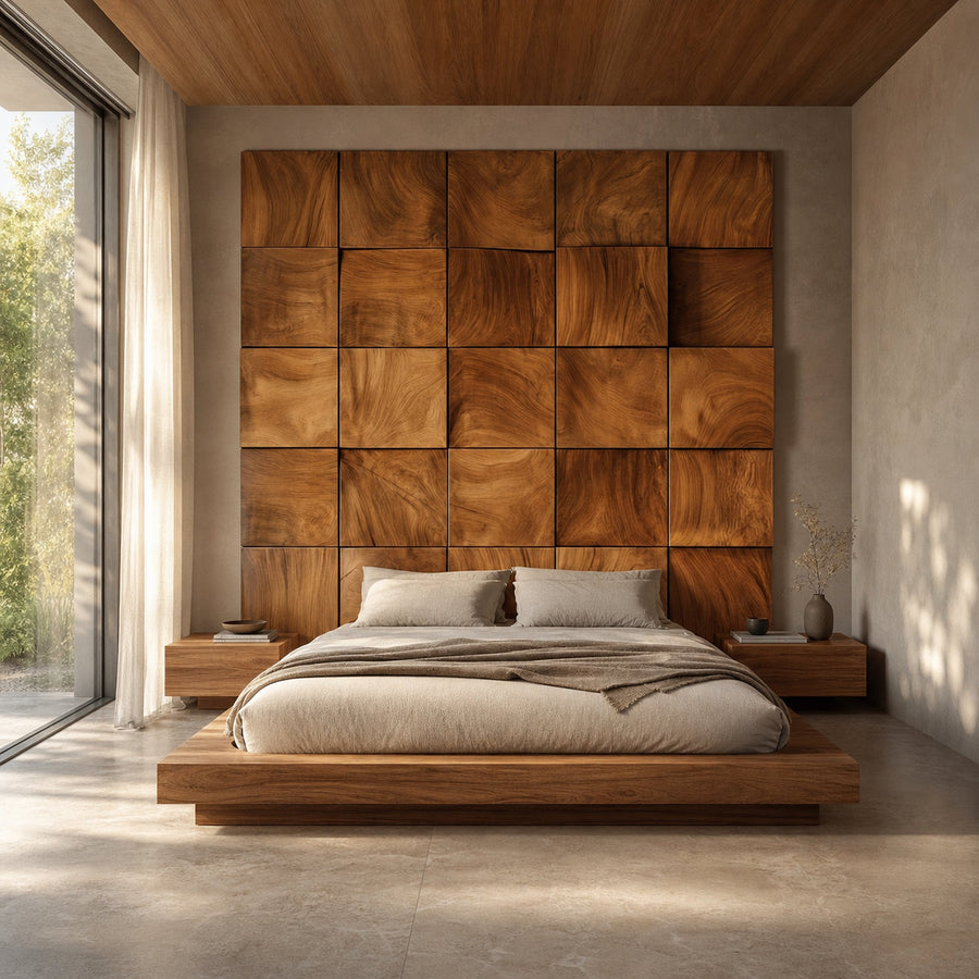 Wood Headboard Panels Solid Wood Wall Decor Bed Room