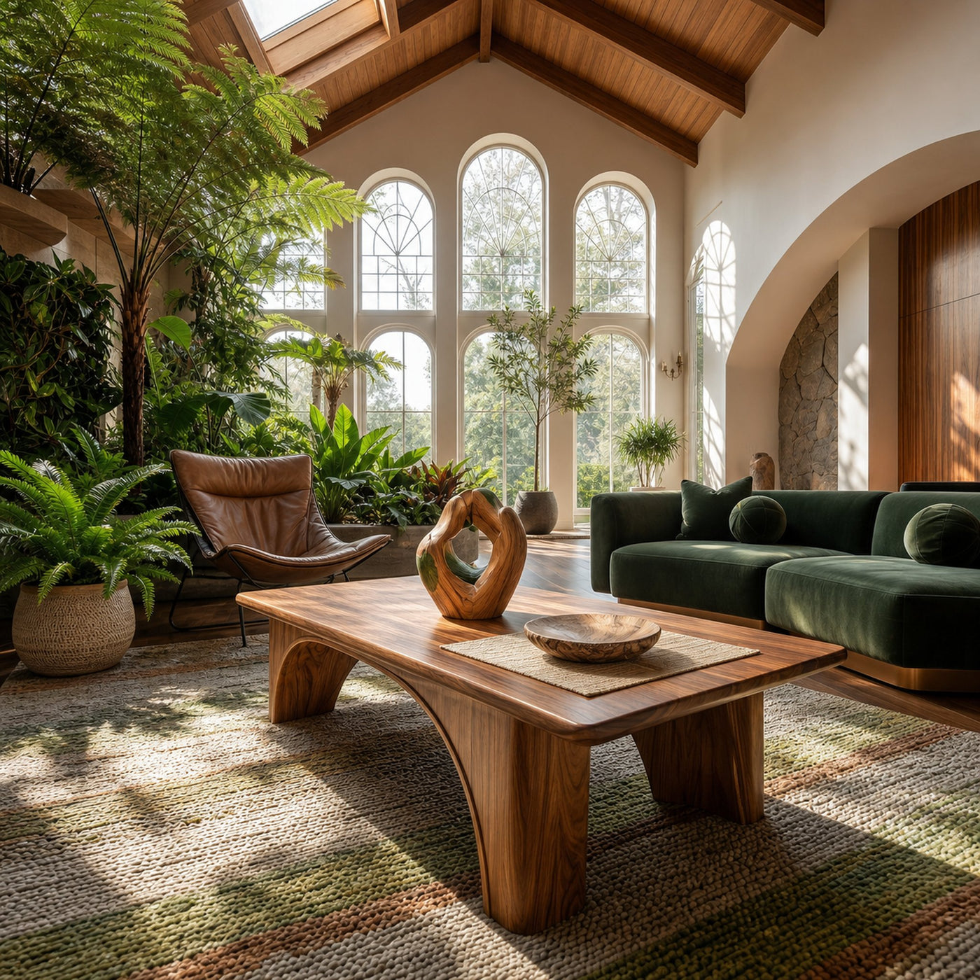 Arched Wood Coffee Table For Garden Room - product view 6