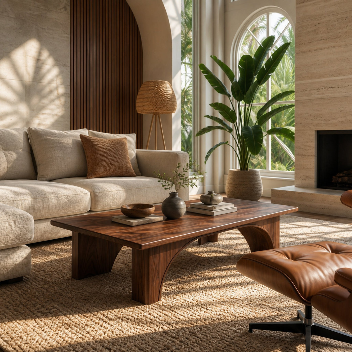 Arched Wood Coffee Table For Garden Room - product view 7