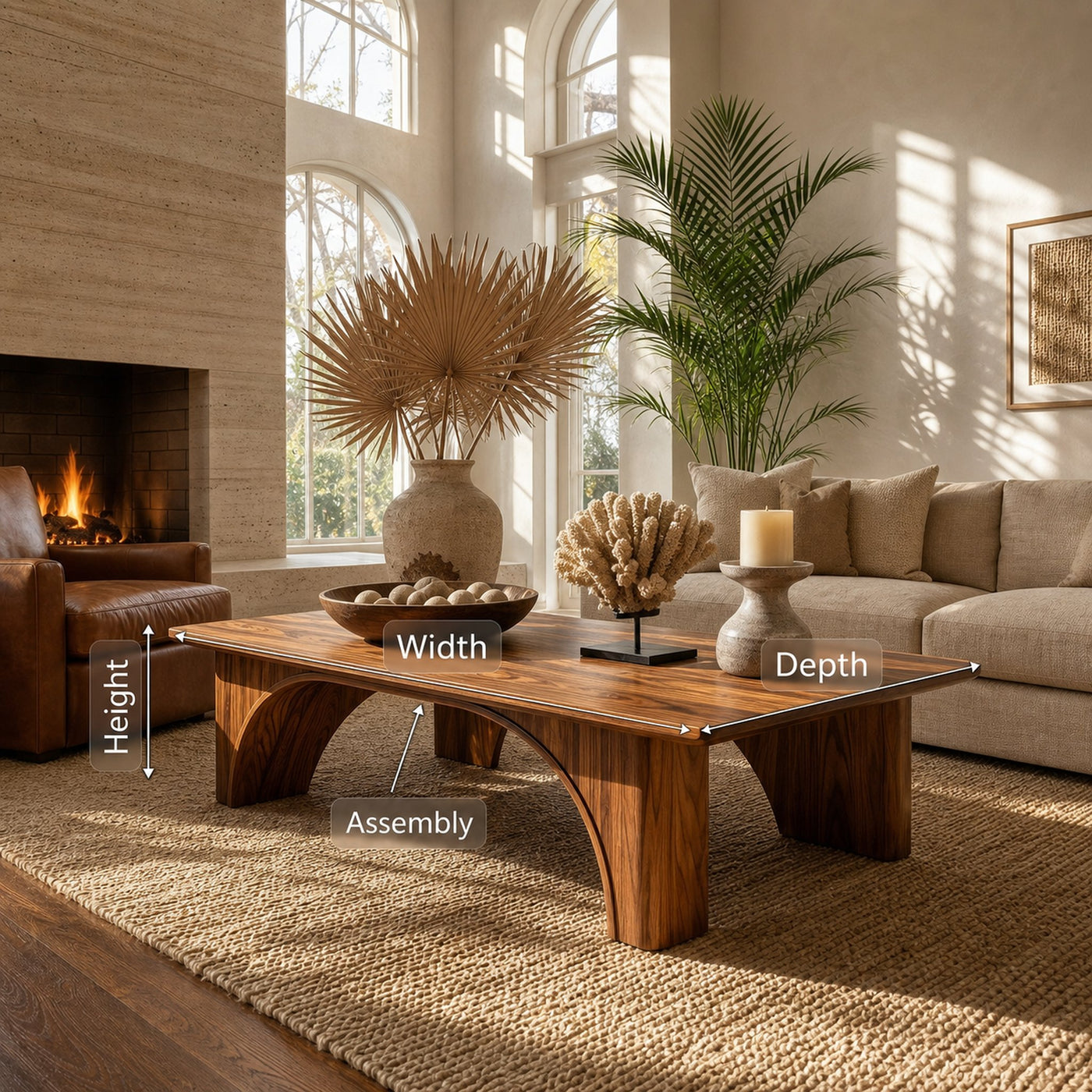 Arched Wood Coffee Table For Garden Room - product view 8