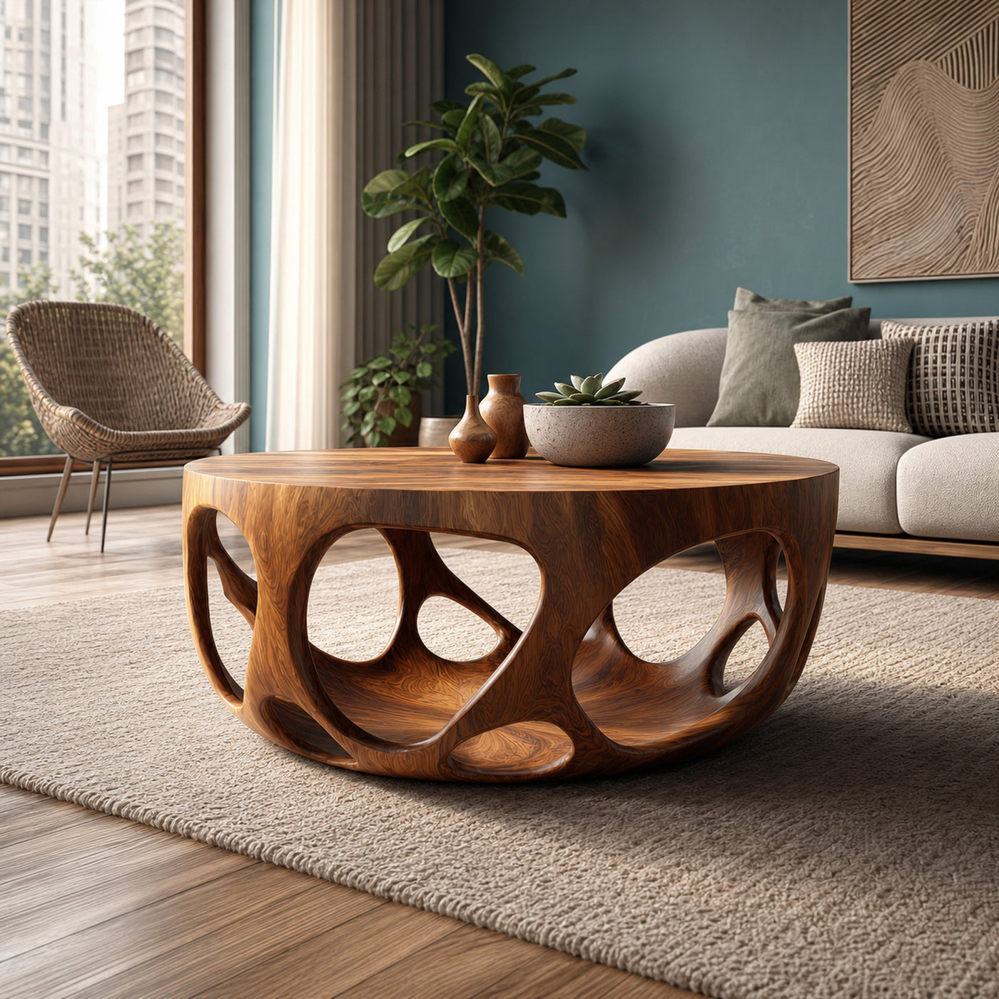 Artisan Coffee Table Natural Wood Farmhouse Gift
