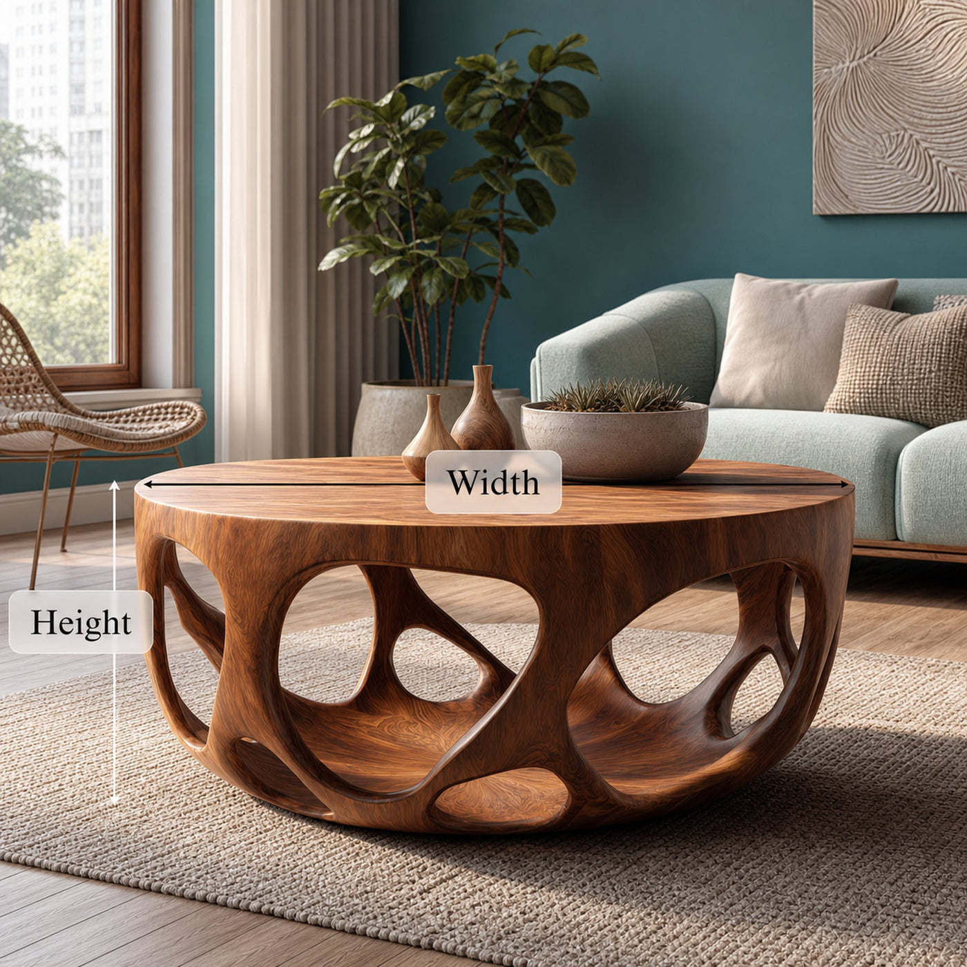 Artisan Coffee Table Natural Wood Farmhouse Gift - product view 7