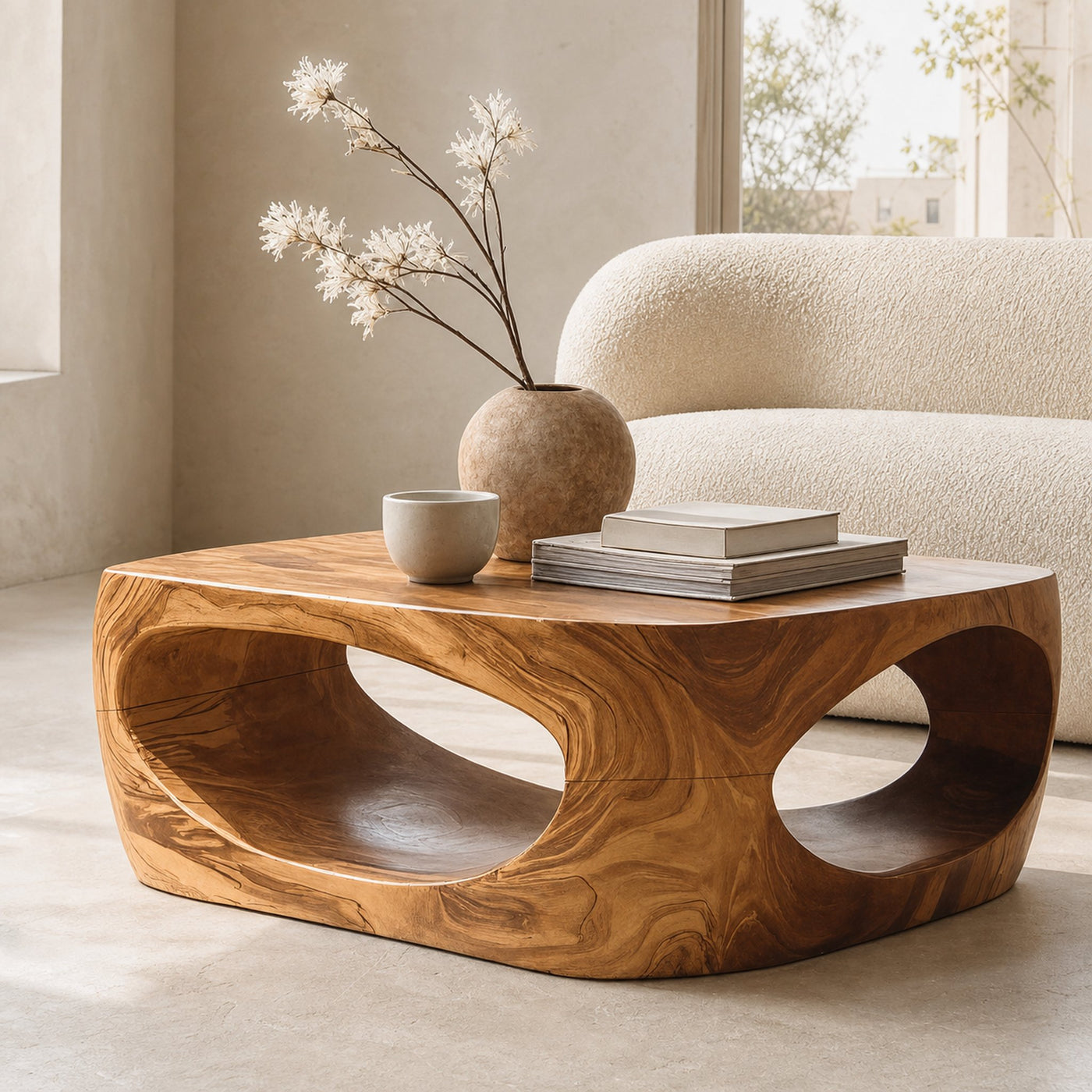 Artistic Carved Coffee Table For Living Room