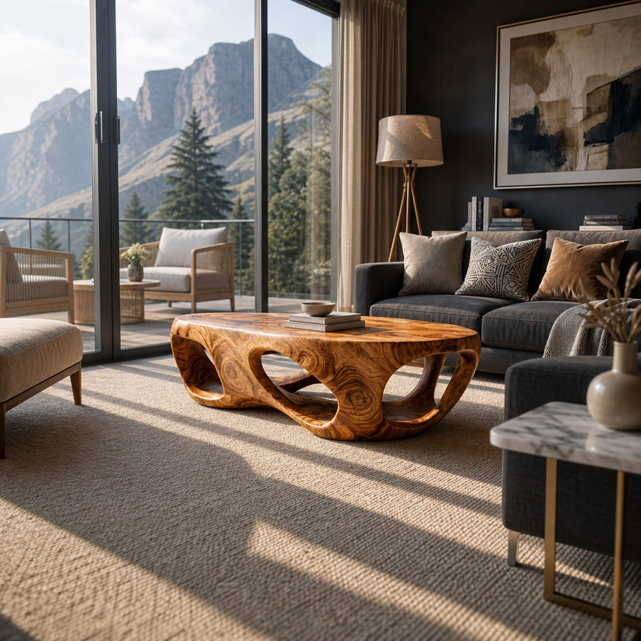Artistic Coffee Table Carved Hollow Design For Lounge Space