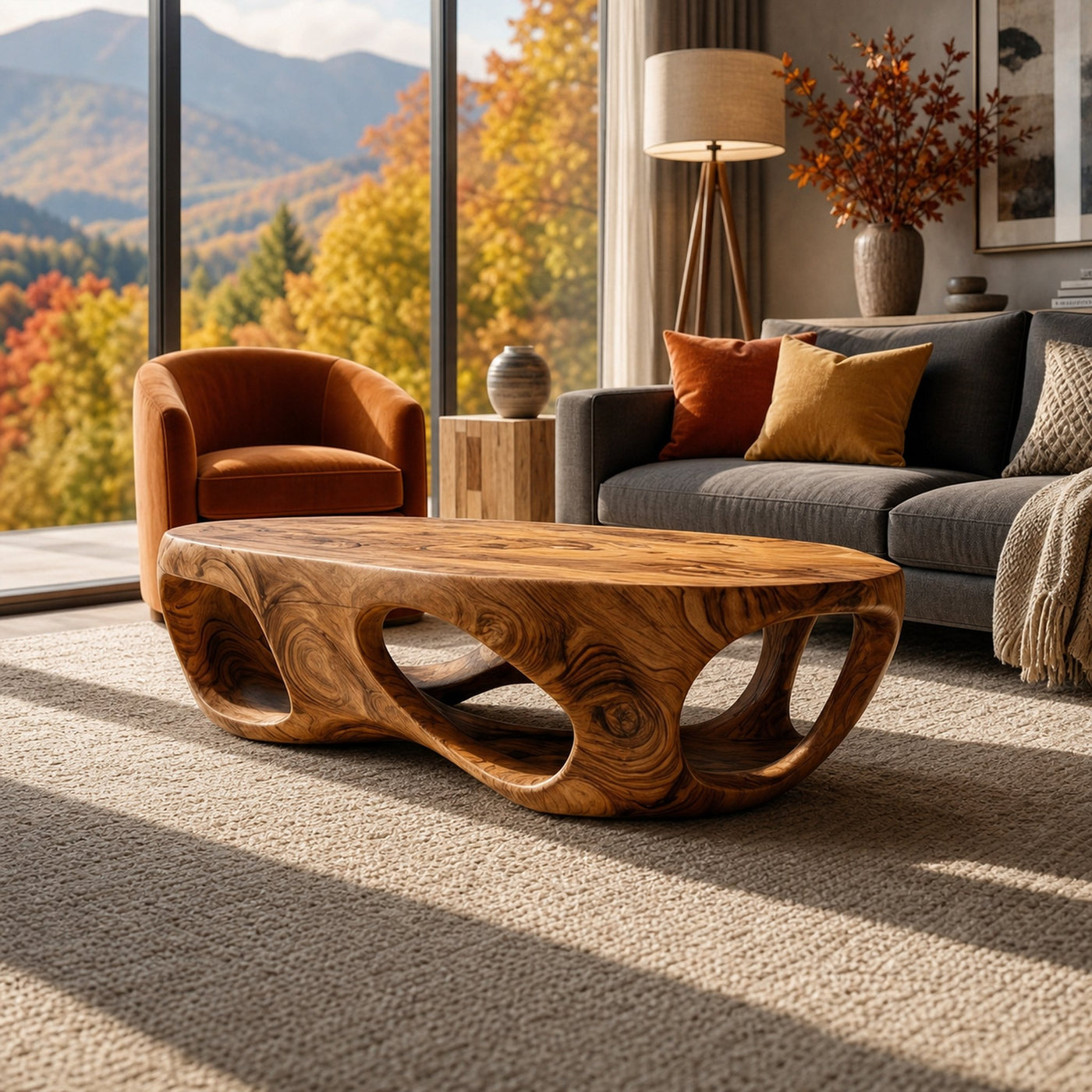 Artistic Coffee Table Carved Hollow Design For Lounge Space - product view 6