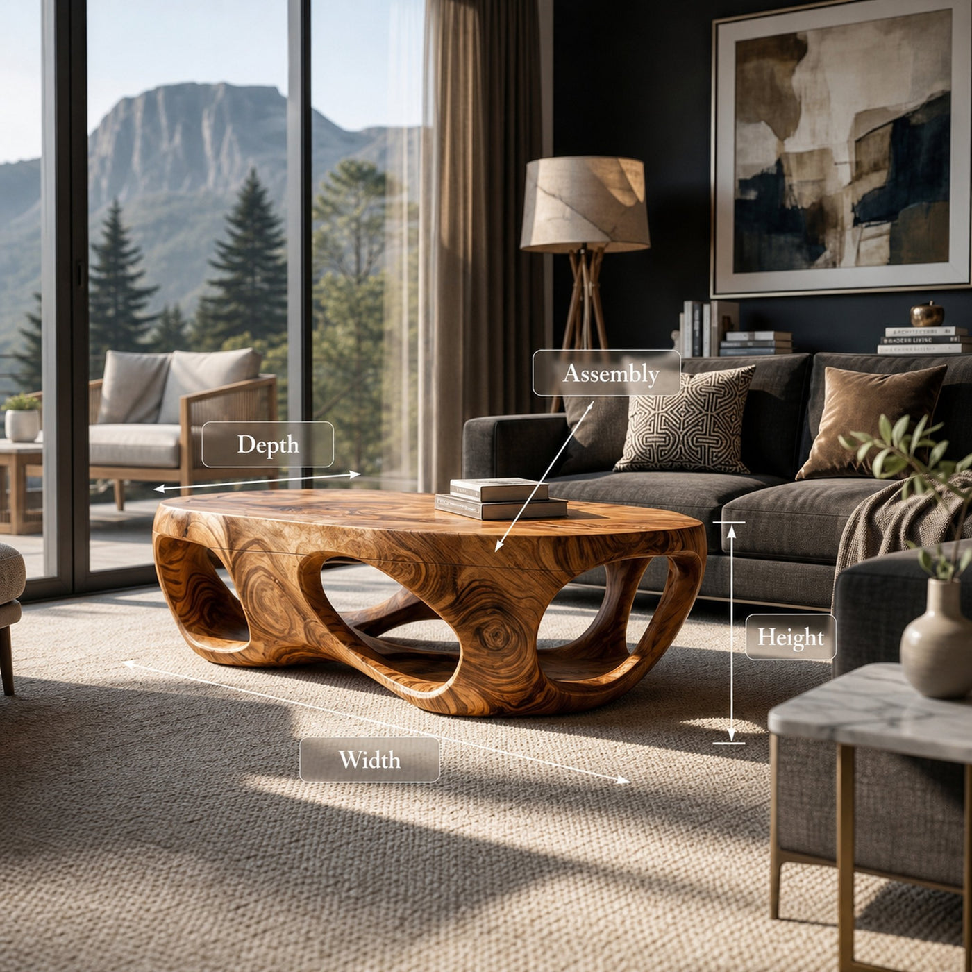 Artistic Coffee Table Carved Hollow Design For Lounge Space - product view 8