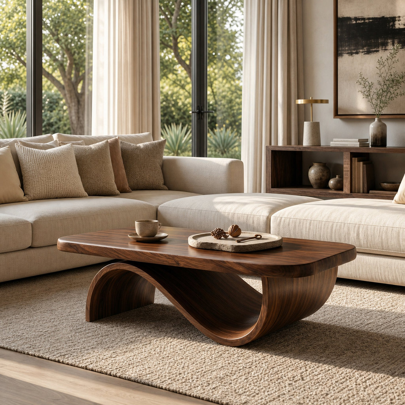 Artistic Coffee Table Curved Base Design For Living Decor - product view 7