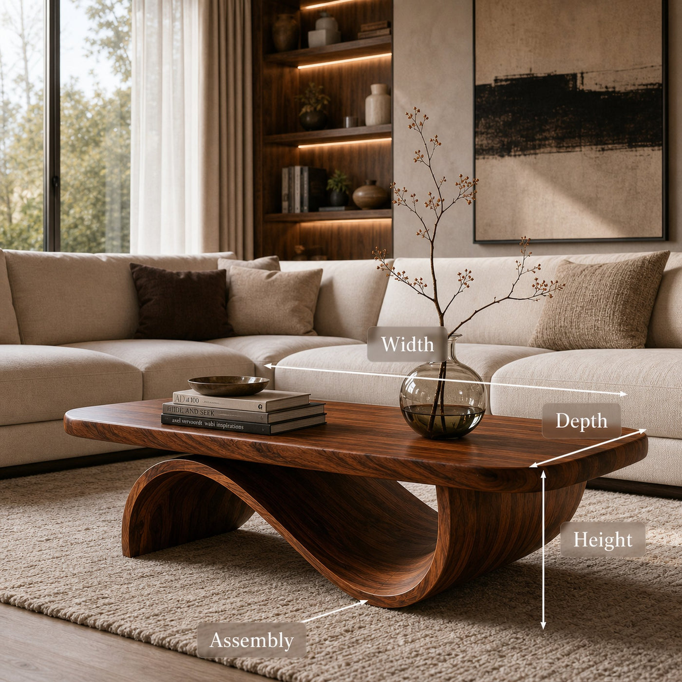 Artistic Coffee Table Curved Base Design For Living Decor - product view 8
