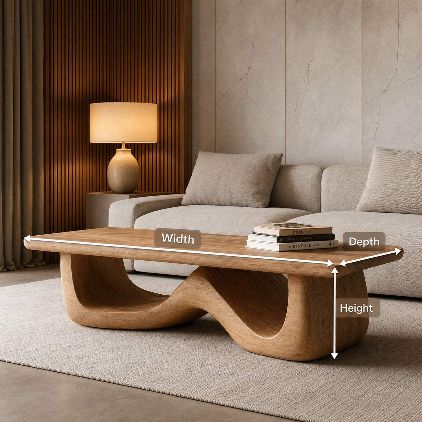 Artistic Sculptural Coffee Table Curved Base Design For Living - product view 8