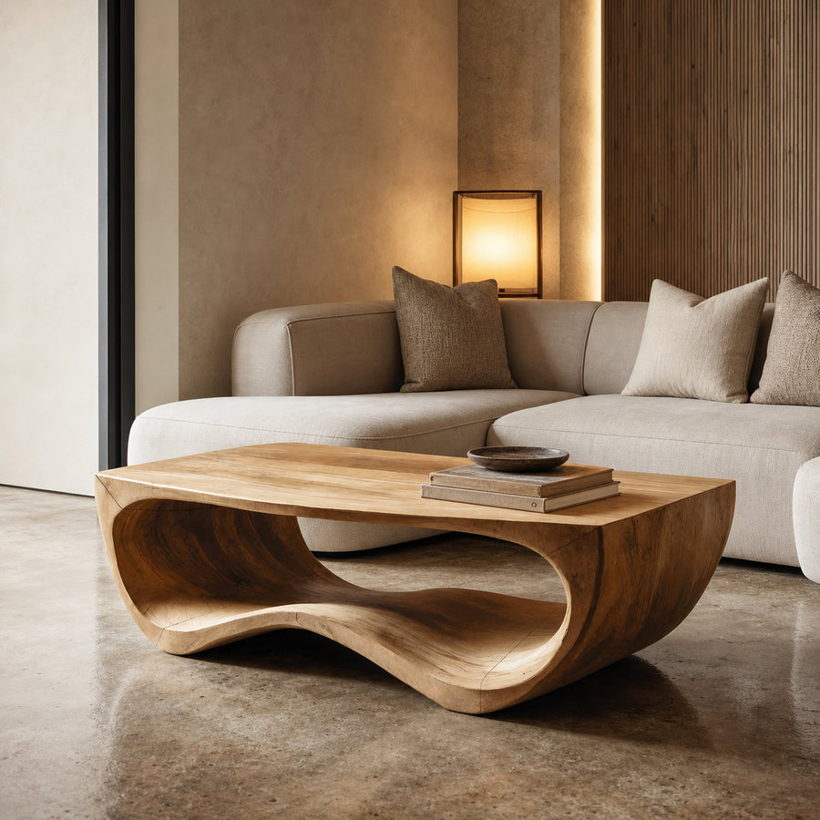 Artistic Sculptural Curved Coffee Table For Living Room