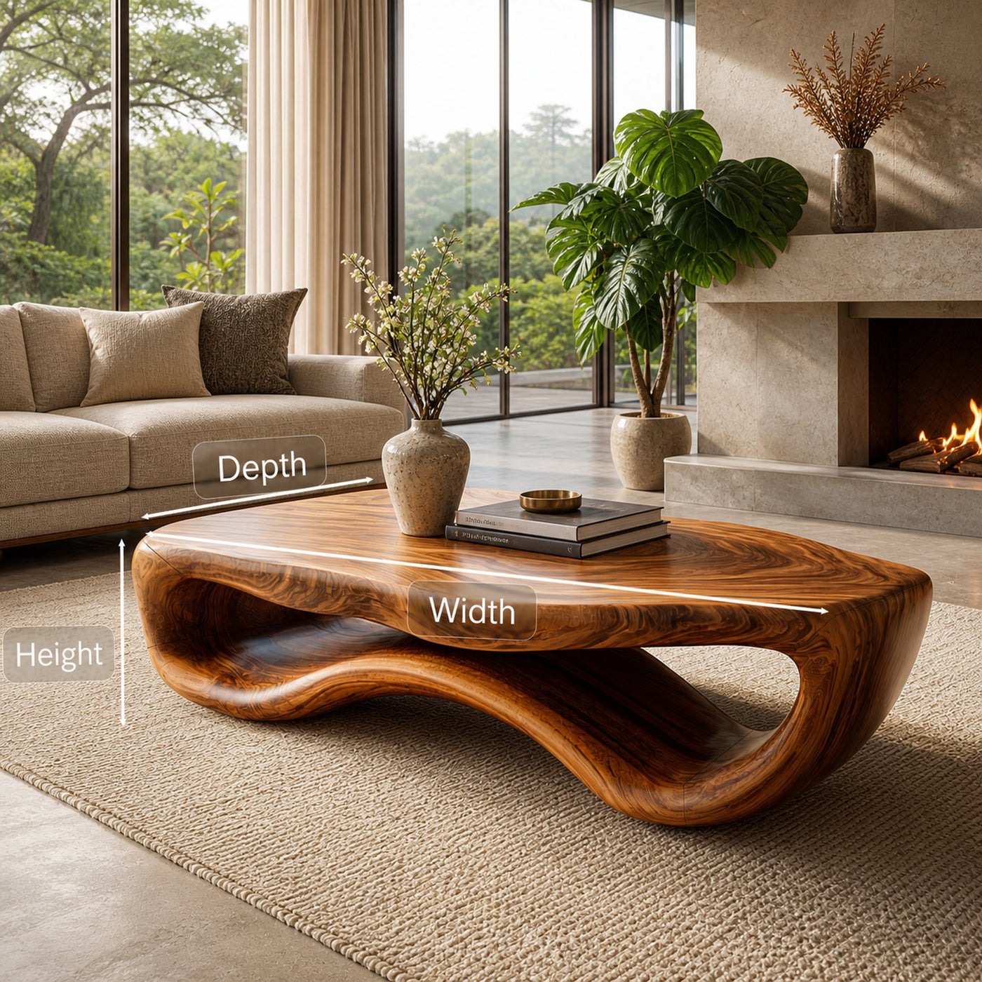 Artistic Wooden Coffee Table Curved For Modern Interior - product view 8