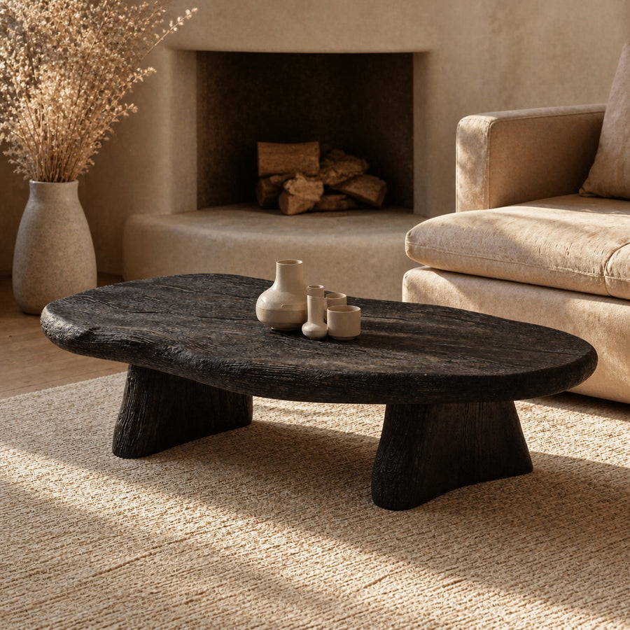 Black Modern Wood Coffee Table Home Decor