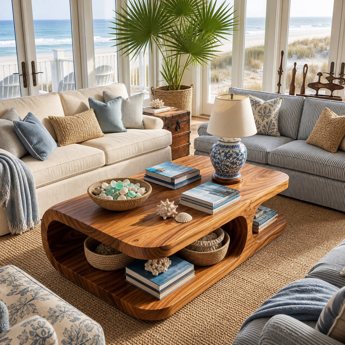 Boho Coffee Table For Coastal Interior - product view 2