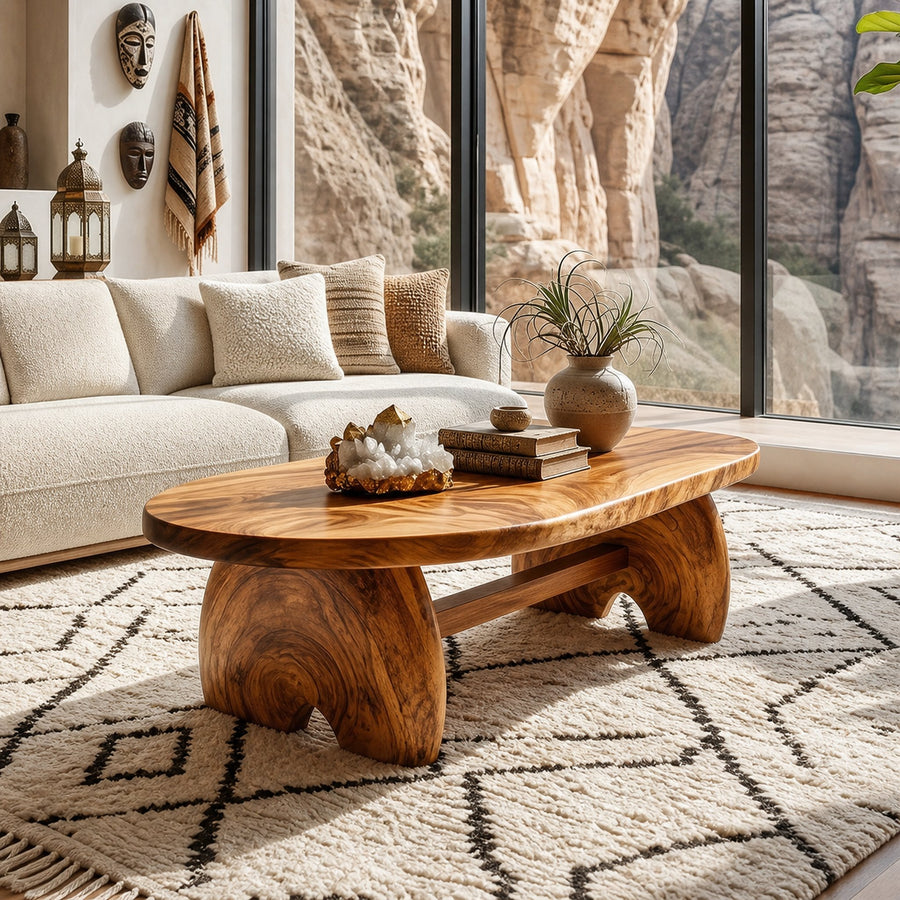 Boho Oval Coffee Table For Moroccan Lounge