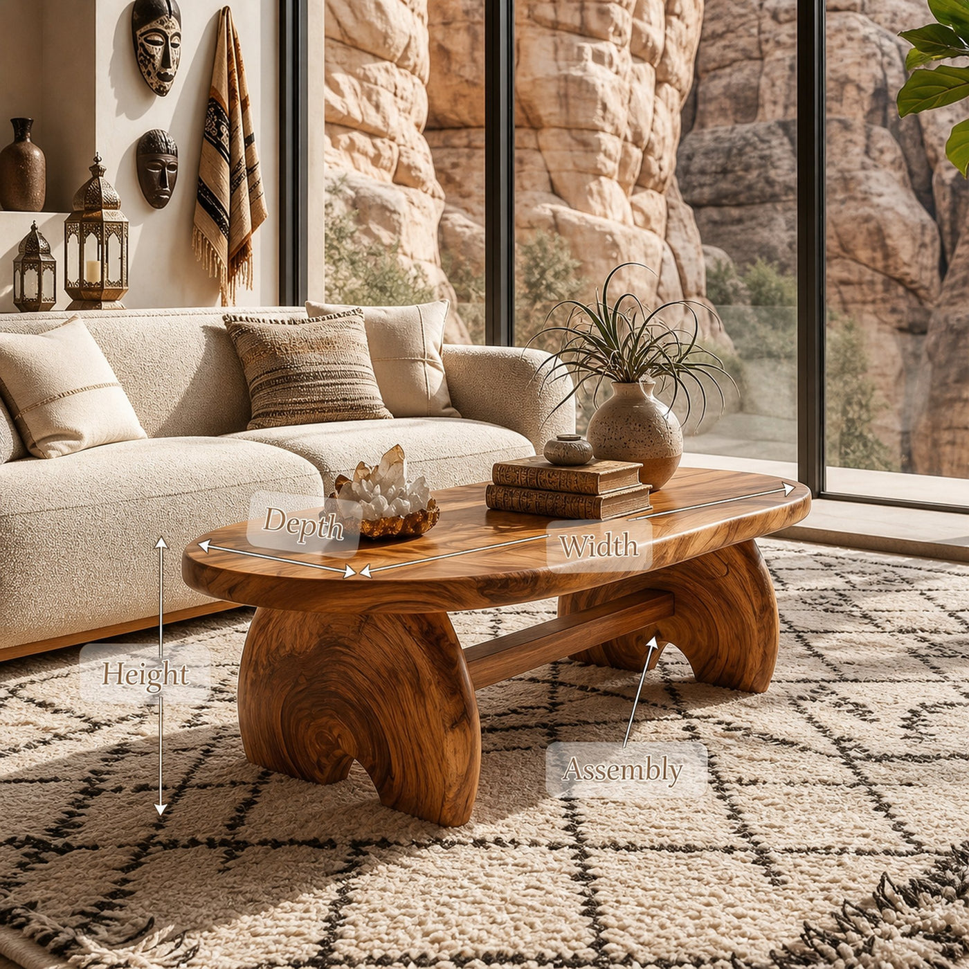 Boho Oval Coffee Table For Moroccan Lounge - product view 8
