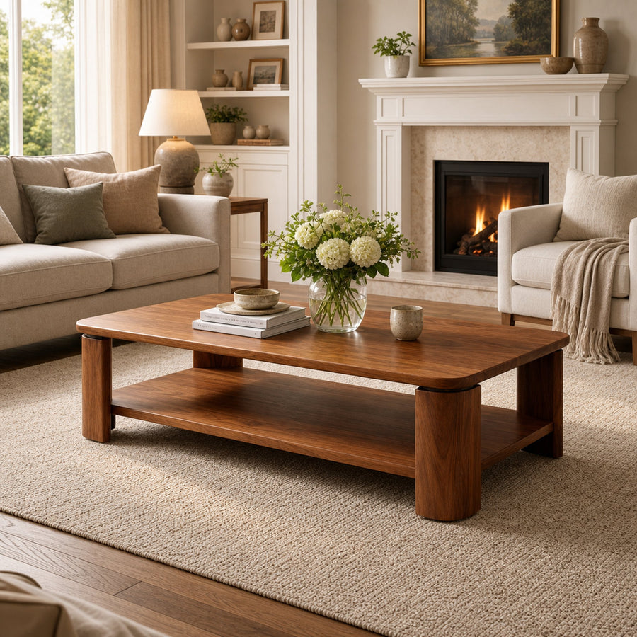 Classic Contemporary Solid Wood Coffee Table Timeless Living Room Interior