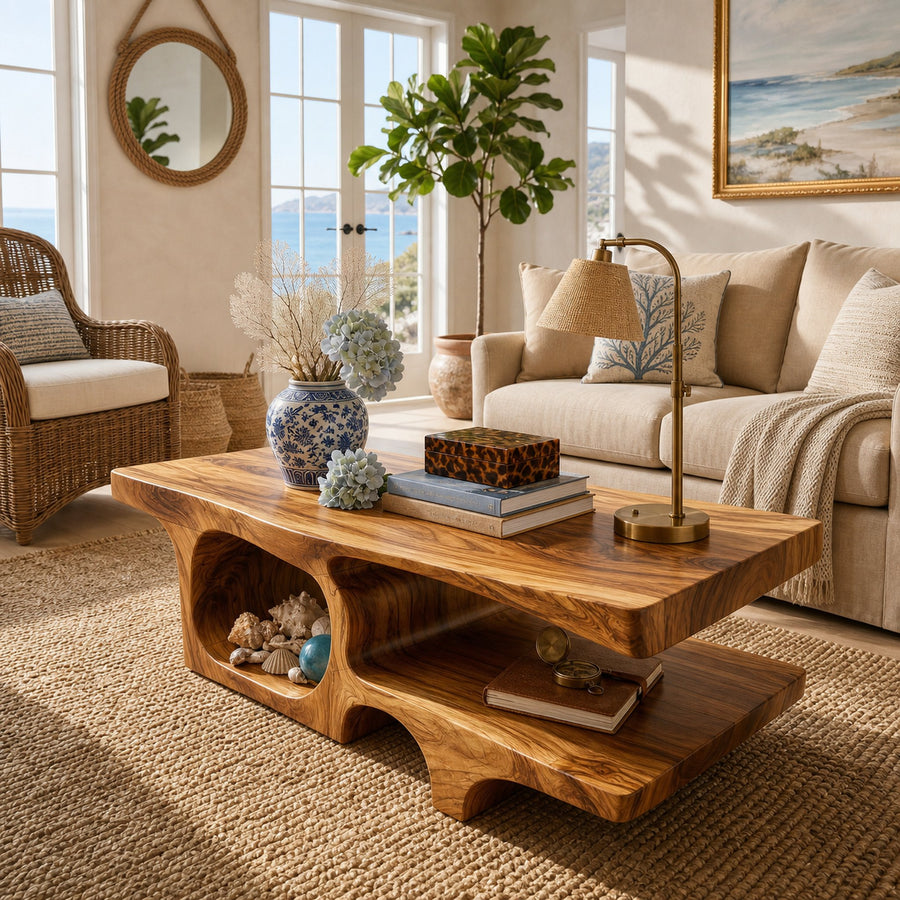Coastal Wood Coffee Table For Beach House
