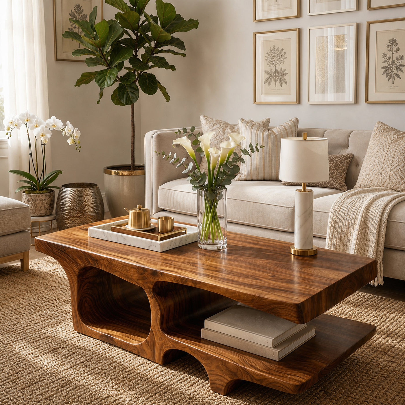 Coastal Wood Coffee Table For Beach House - product view 6