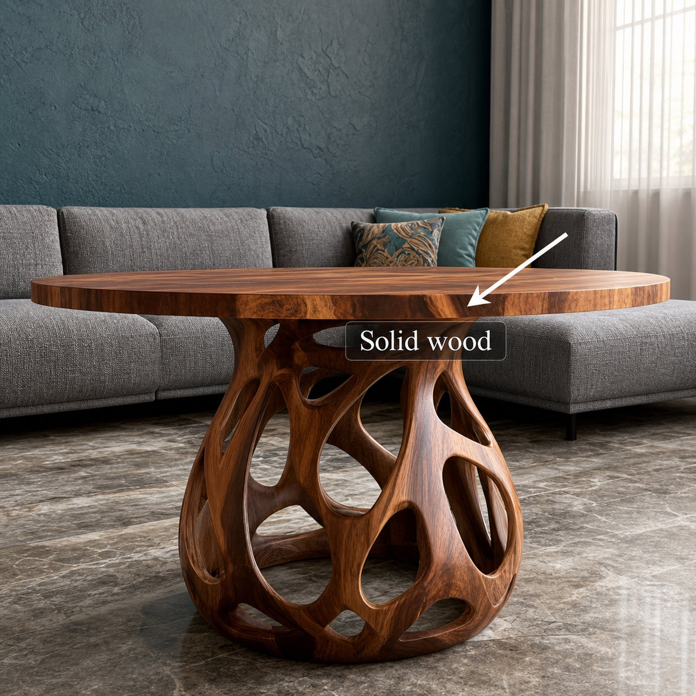 Coffee Table Solid Wood Rustic Style Gift - product view 3