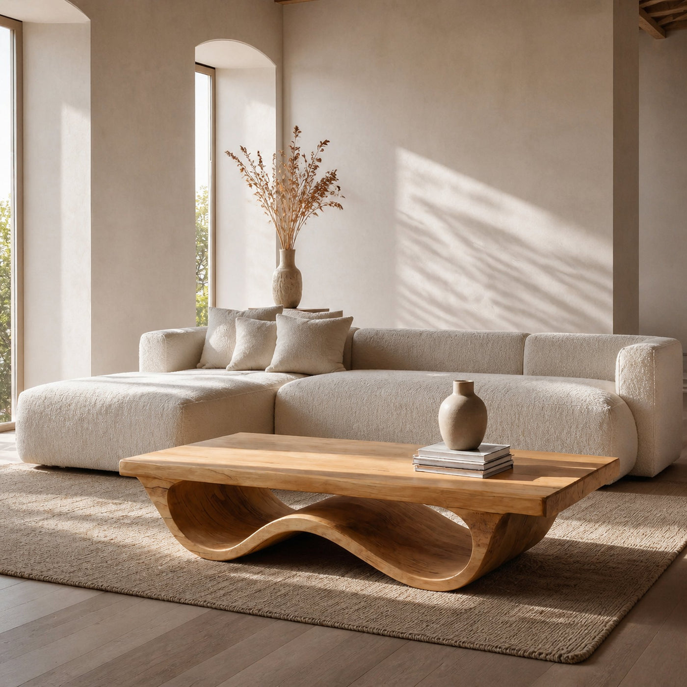 Contemporary Coffee Table Curved Leg Design For Living Room