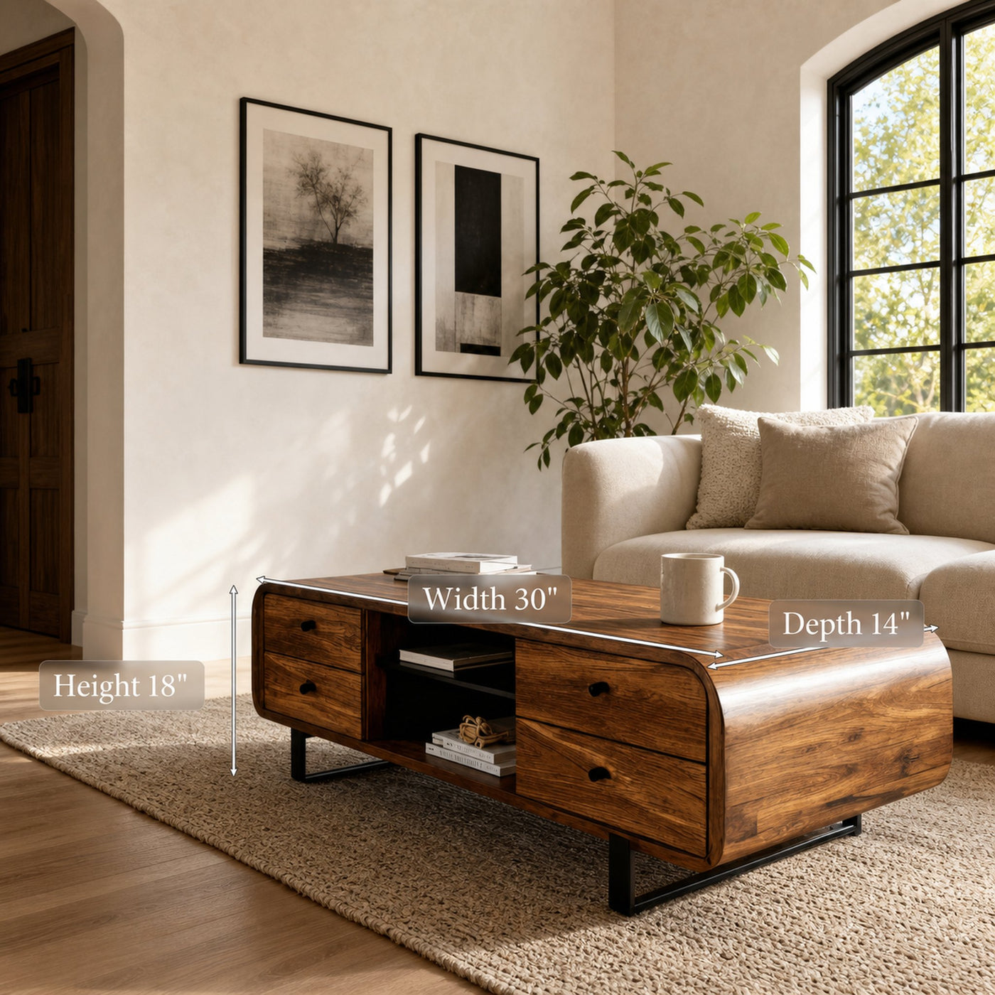 Contemporary Coffee Table With Drawer And Open Shelf For Interior - product view 6