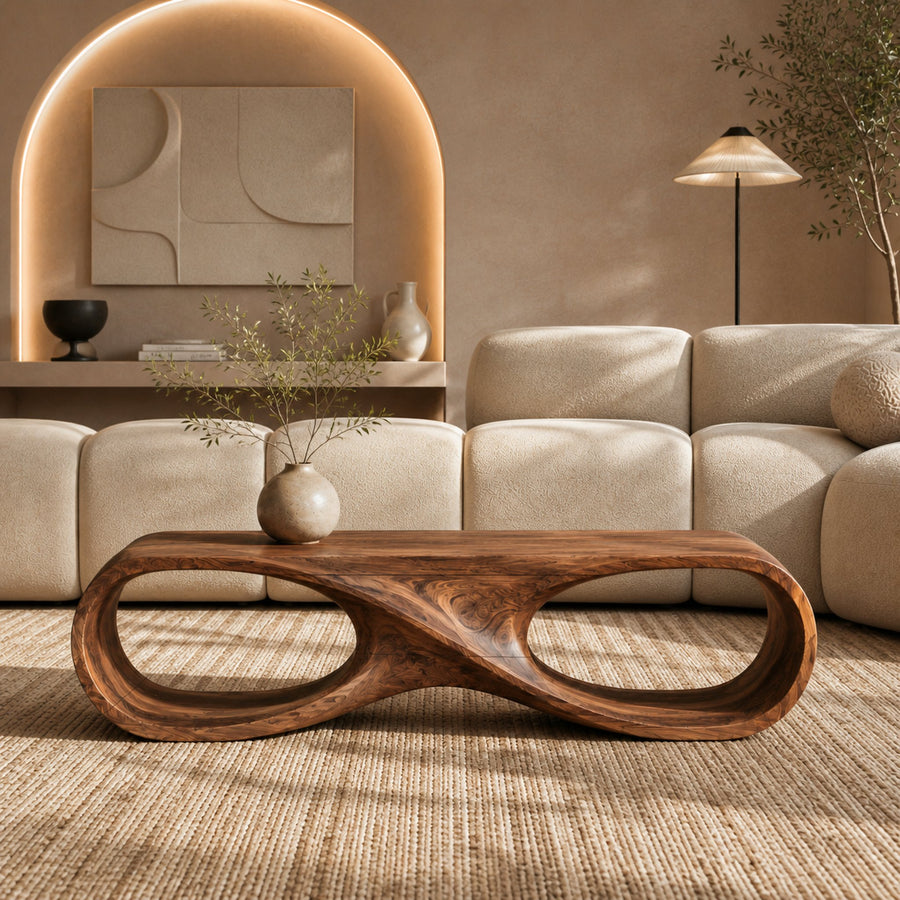 Contemporary Coffee Table With Infinity Loop For Modern Living Room