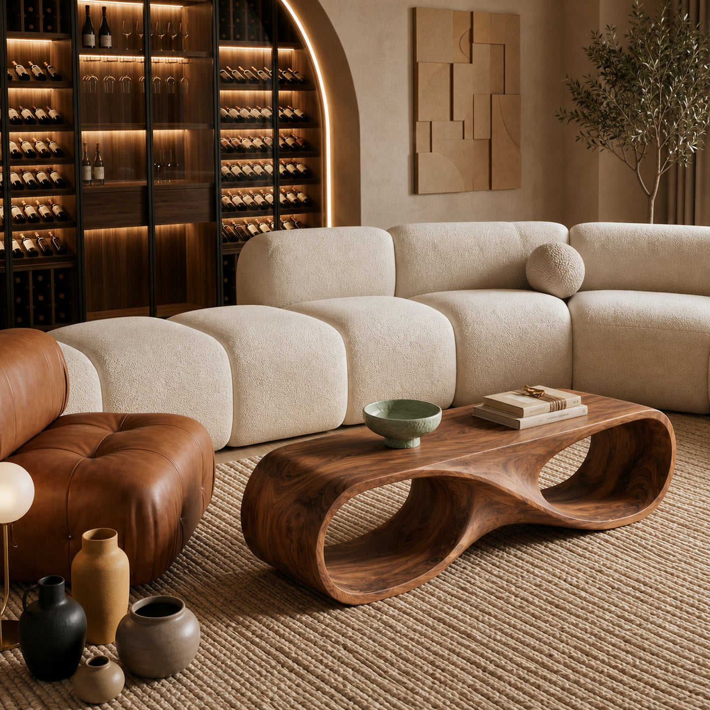 Contemporary Coffee Table With Infinity Loop For Modern Living Room - product view 2