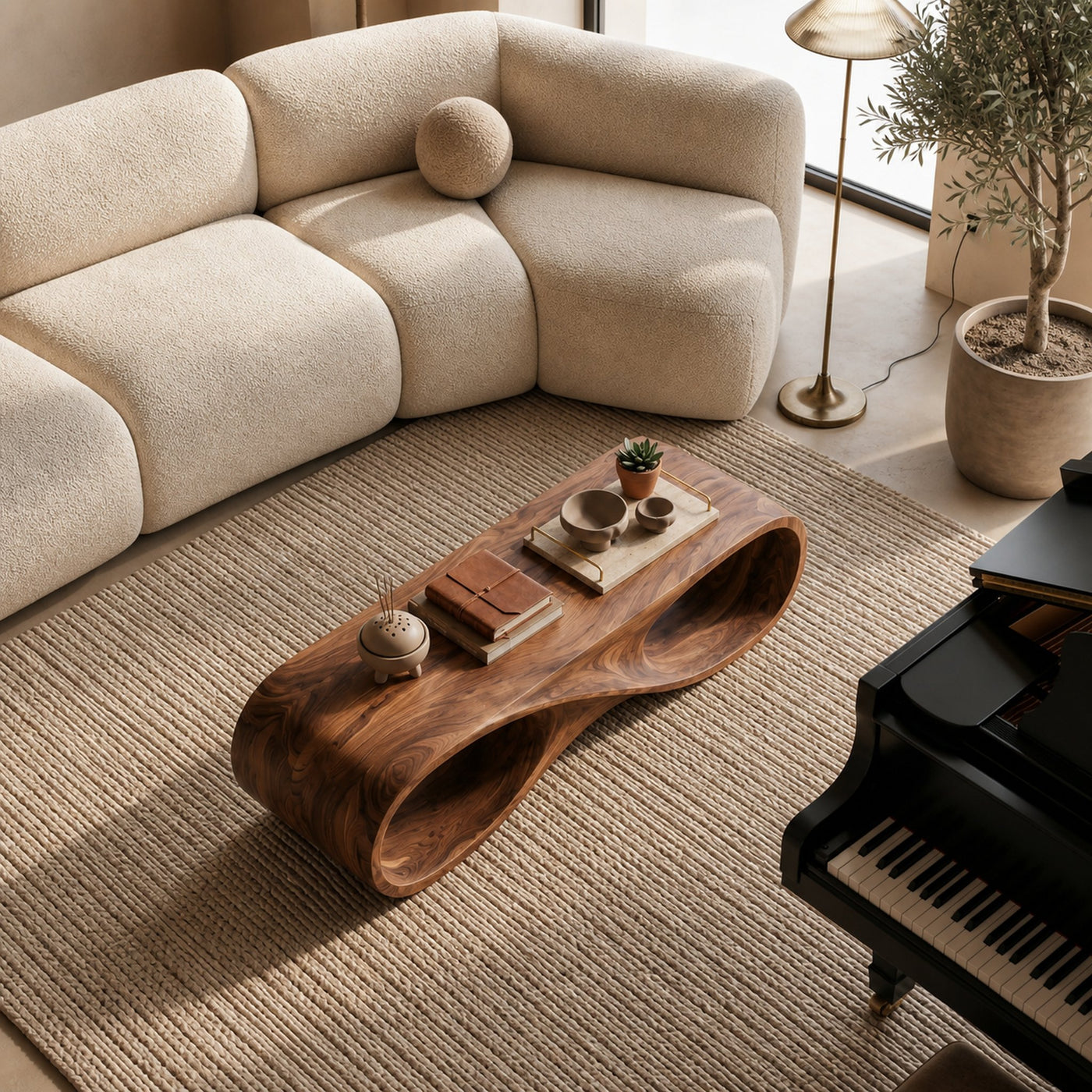 Contemporary Coffee Table With Infinity Loop For Modern Living Room - product view 3
