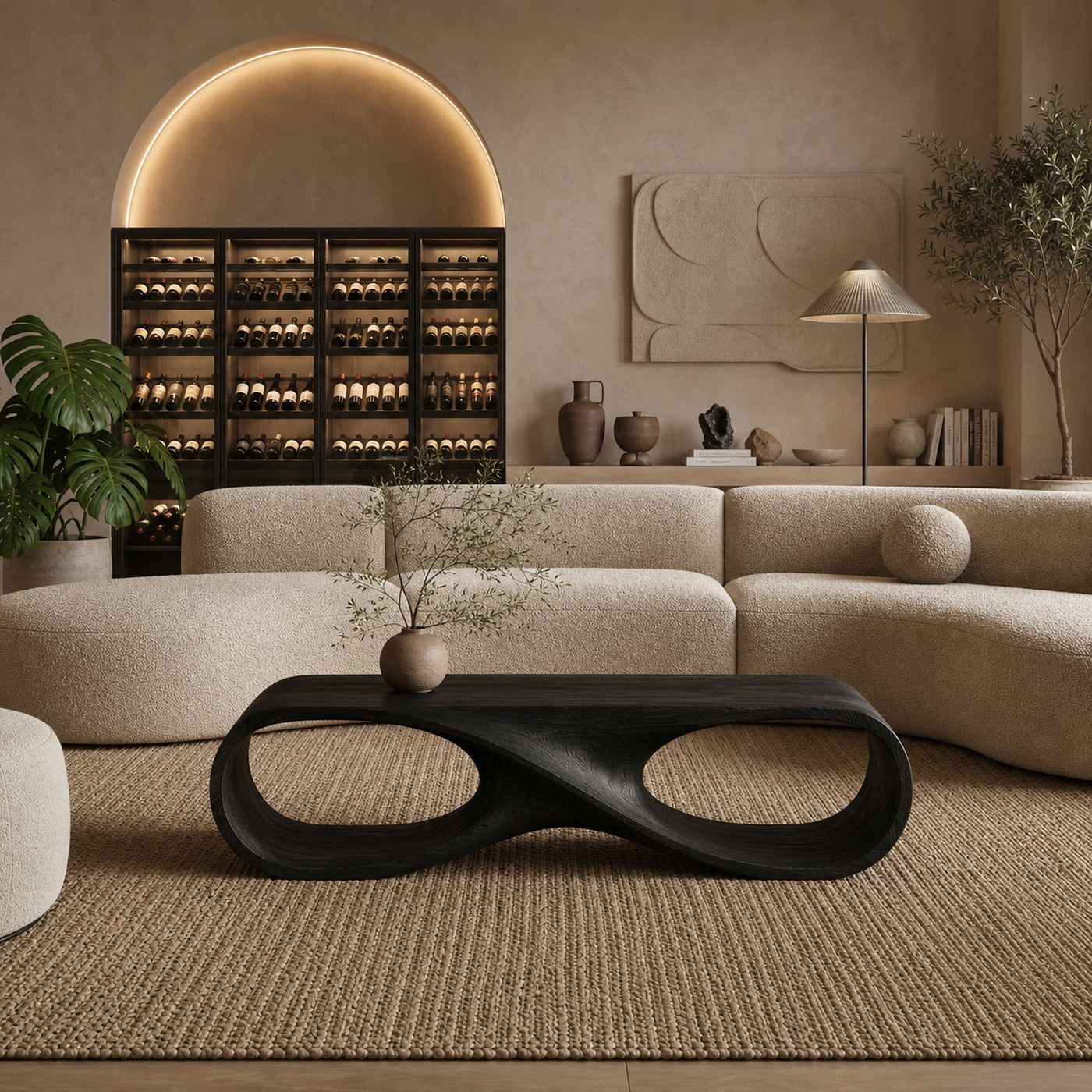 Contemporary Coffee Table With Infinity Loop For Modern Living Room - product view 4