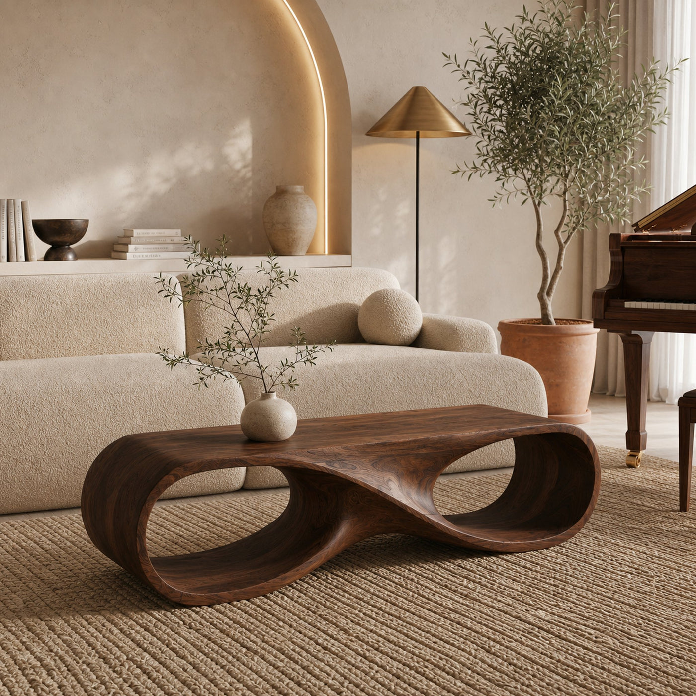 Contemporary Coffee Table With Infinity Loop For Modern Living Room - product view 7