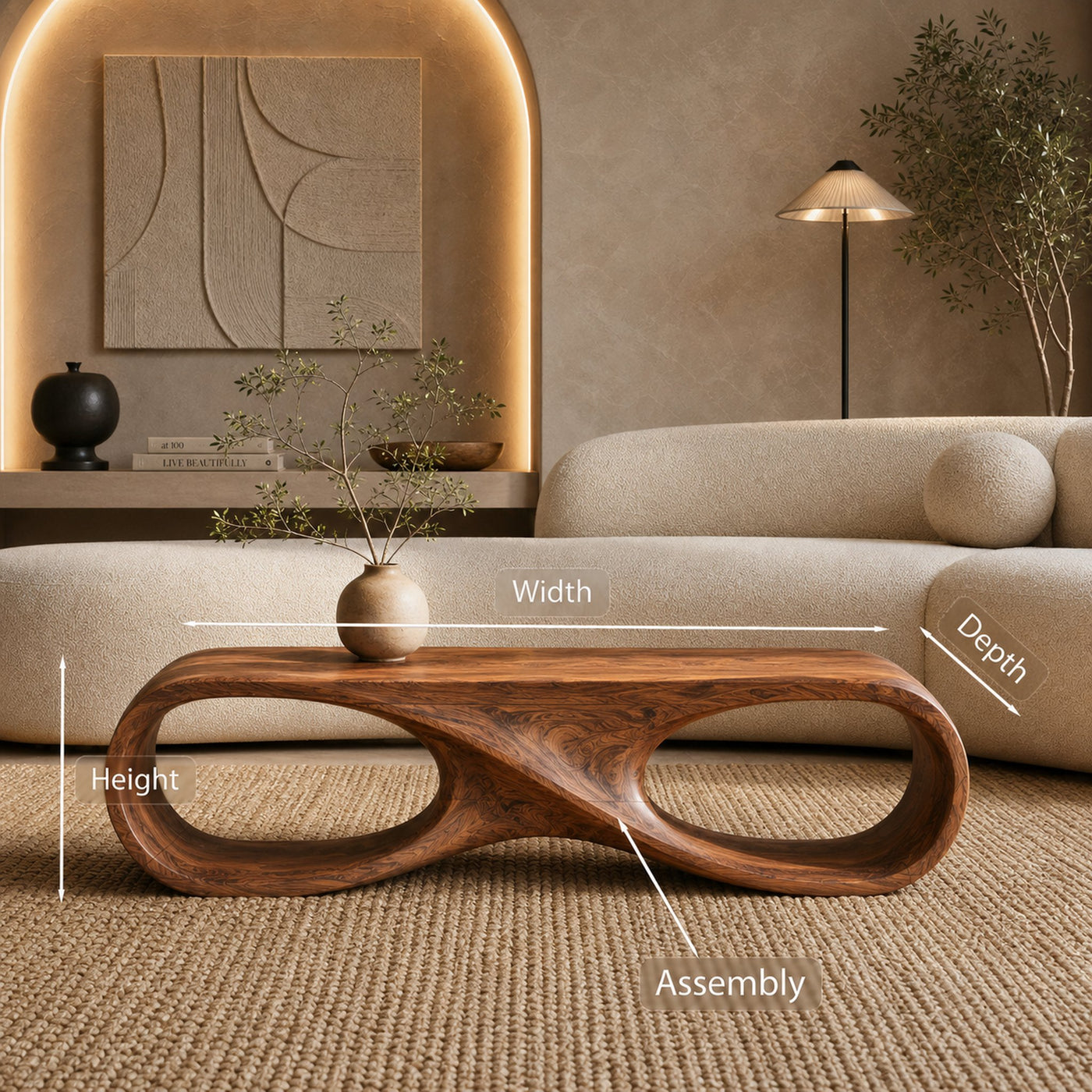 Contemporary Coffee Table With Infinity Loop For Modern Living Room - product view 8