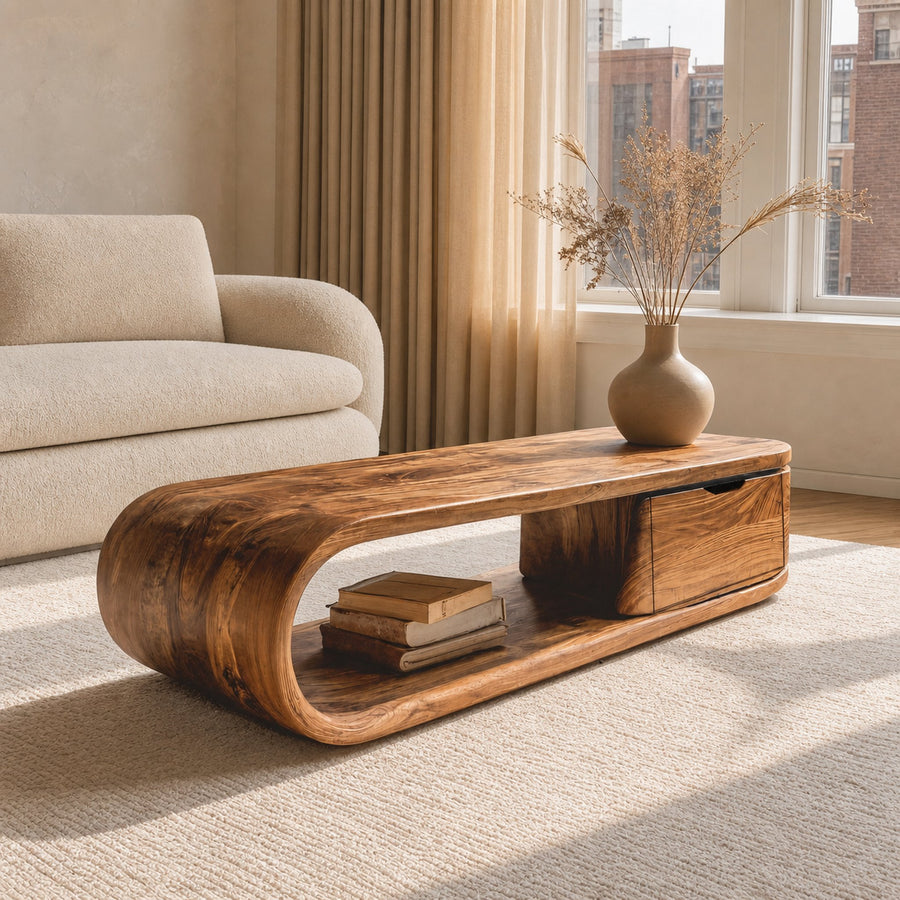 Contemporary Coffee Table With Open Shelf For Living Room