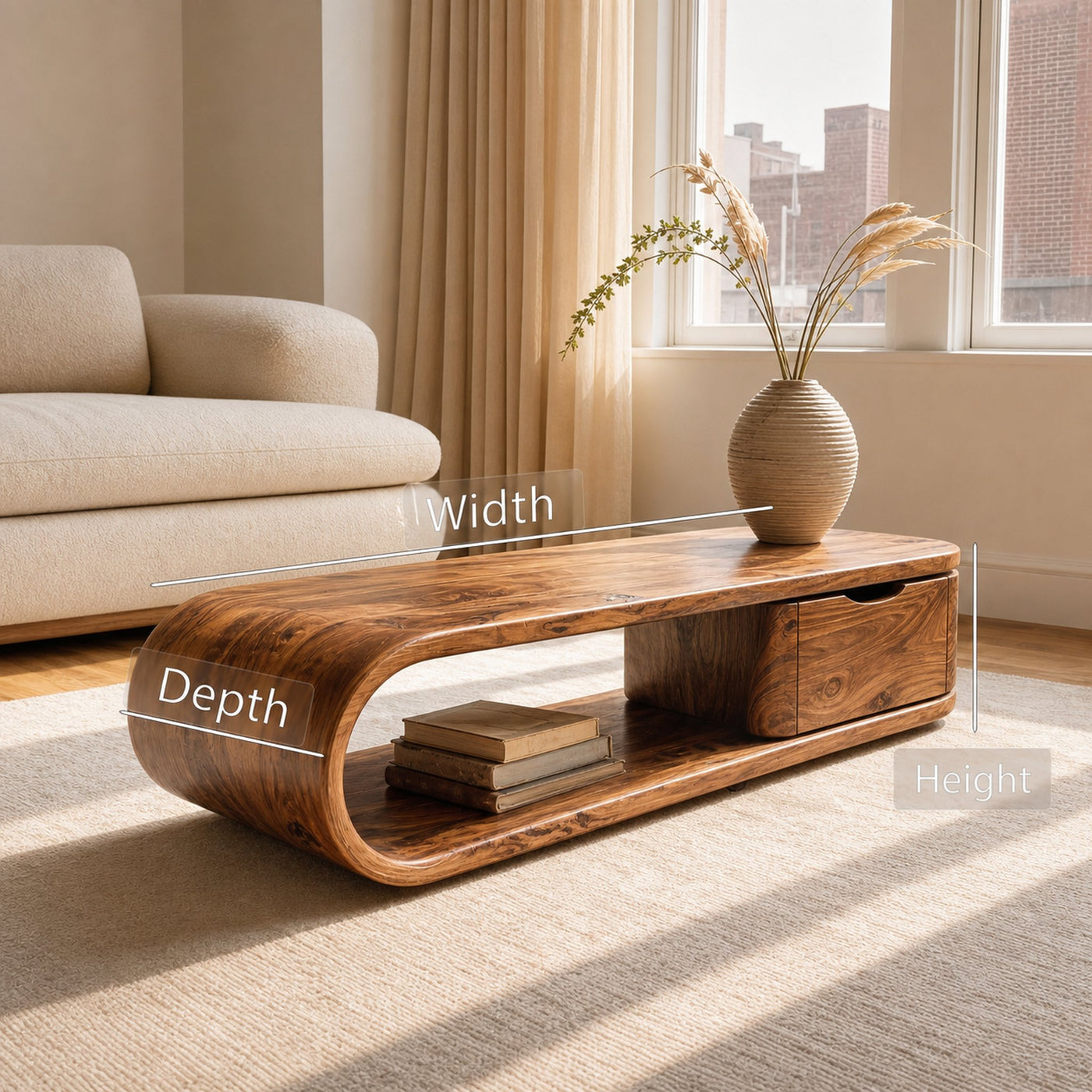Contemporary Coffee Table With Open Shelf For Living Room - product view 6