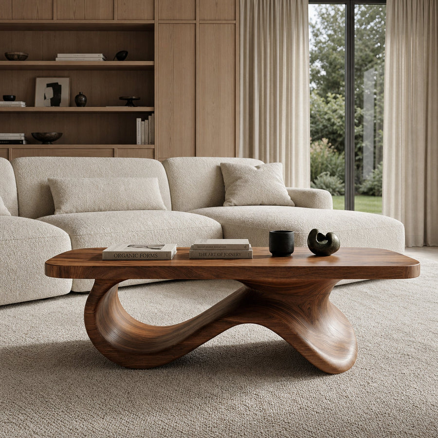 Contemporary Coffee Table With Sculptural Base For Living Room