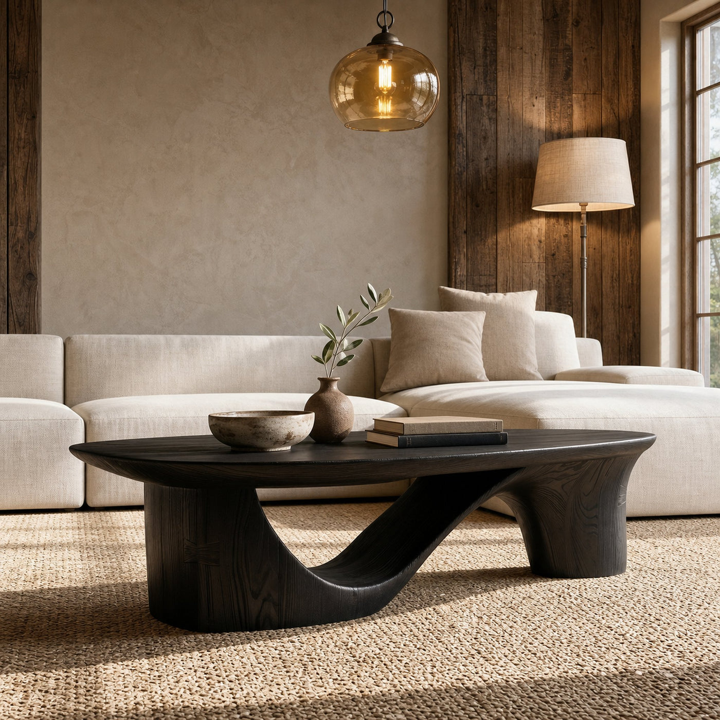 Contemporary Coffee Table With Sculptural Wooden Base For Living Room - product view 4