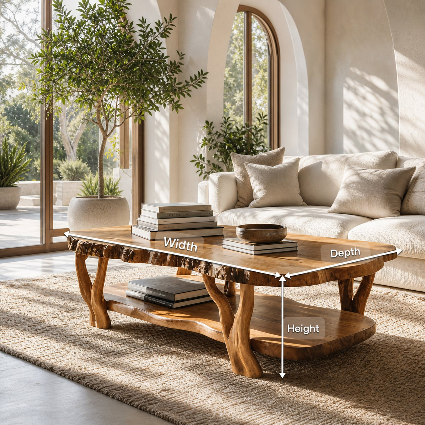 Contemporary Live Edge Coffee Table Two Layered Design For Living - product view 8