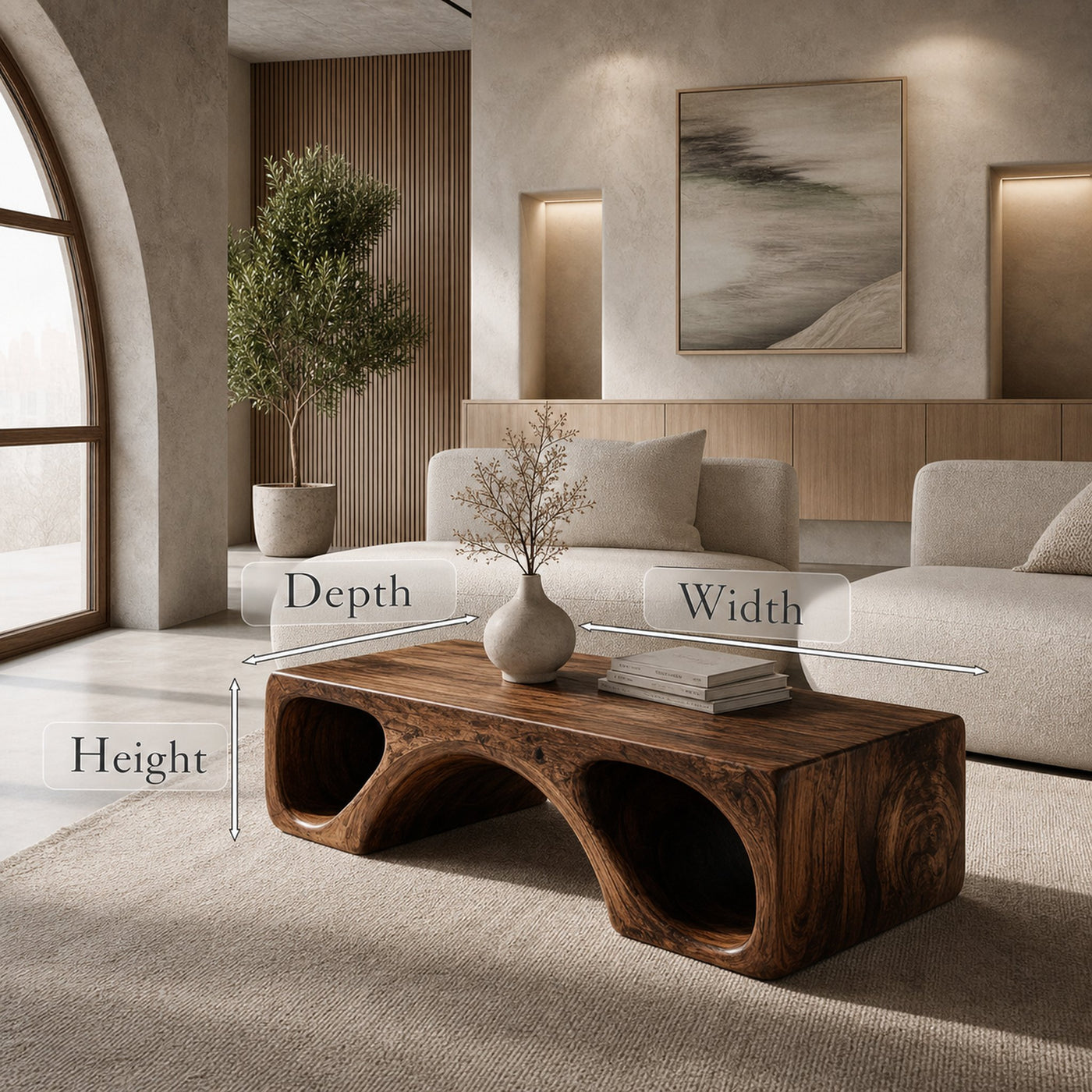 Contemporary Natural Wood Coffee Table With Unique Form For Home - product view 8