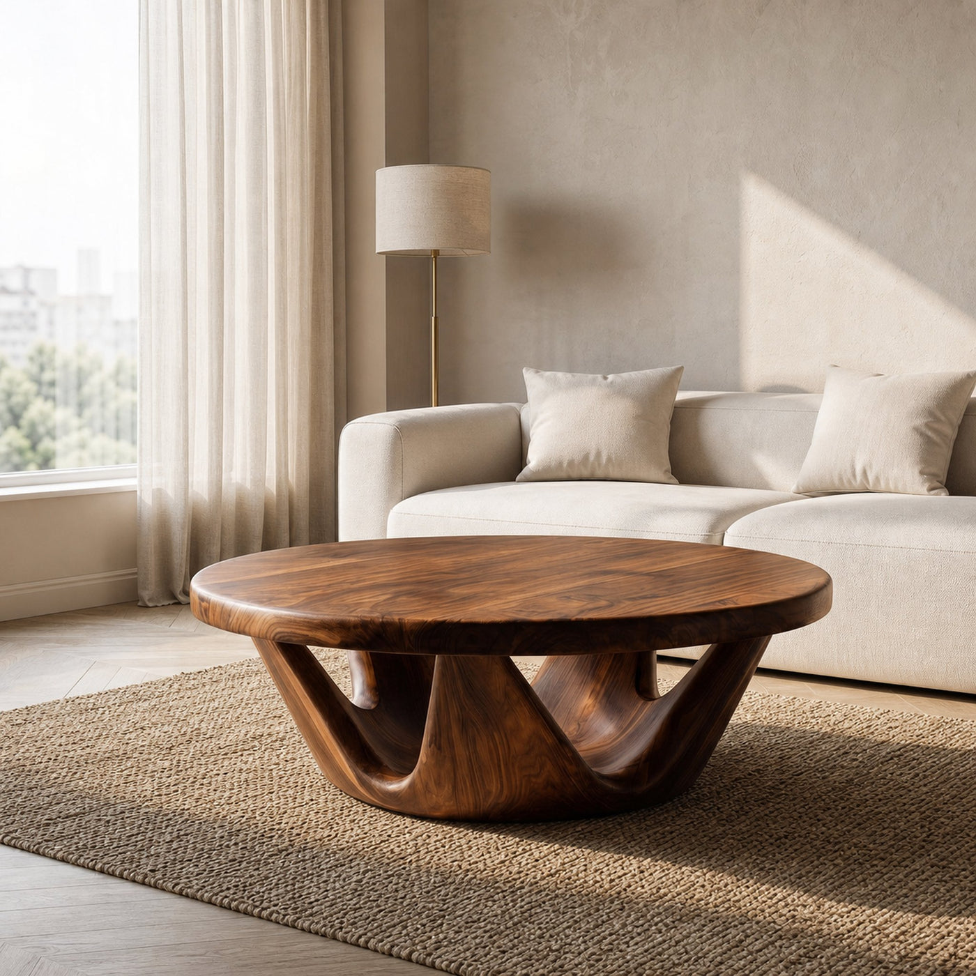 Contemporary Round Coffee Table With Open Base For Living Room - product view 6