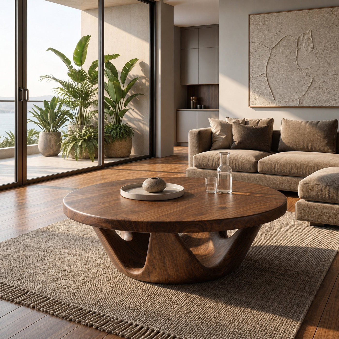 Contemporary Round Coffee Table With Open Base For Living Room - product view 7